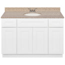 White Bathroom Vanity 48", Wheat Granite Top, Faucet LB3B WH494-48AW-3B