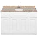 White Bathroom Vanity 48", Wheat Granite Top, Faucet LB6B WH494-48AW-6B