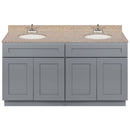 Cherry Double Bathroom Vanity 60", Wheat Granite Top, Faucet LB5B WH614-60CG-5B