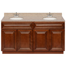 Brown Double Bathroom Vanity 60", Wheat Granite Top, Faucet LB5B WH614-60GN-5B