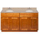 Brown Double Bathroom Vanity 60", Wheat Granite Top, Faucet LB5B WH614-60NP-5B