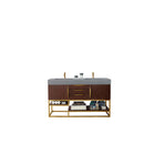 James Martin Columbia 59" Double Vanity Coffee Oak Radiant Gold with Dusk Grey Glossy Composite Top 388-V59D-CFO-RG-DGG