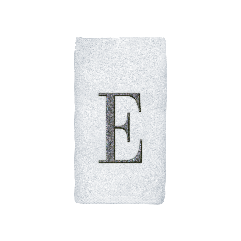 Avanti Towels White/Silver Block Monogram Hand Towel