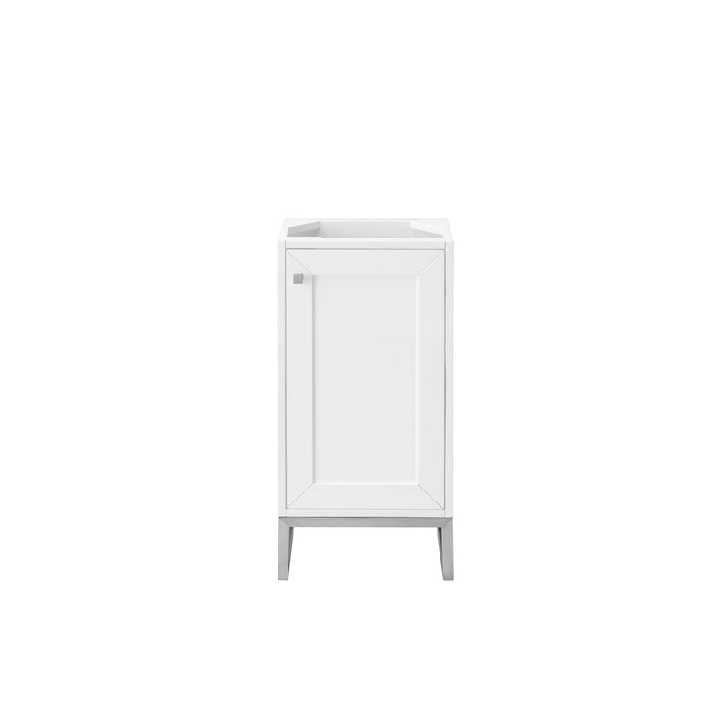 James Martin Chianti 16" Single Vanity Cabinet Glossy White Brushed Nickel E303-V16-GW-BNK