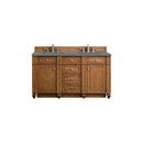 James Martin Bristol 60" Double Vanity Saddle Brown with 3 cm Cala Blue Quartz Top 157-V60D-SBR-3CBL