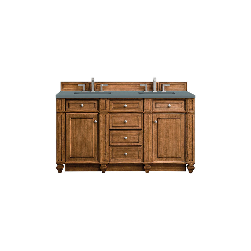 James Martin Bristol 60" Double Vanity Saddle Brown with 3 cm Cala Blue Quartz Top 157-V60D-SBR-3CBL