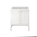 James Martin Addison 12" Depth Petite Tower Hutch - Left Glossy White E444-H12L-GW