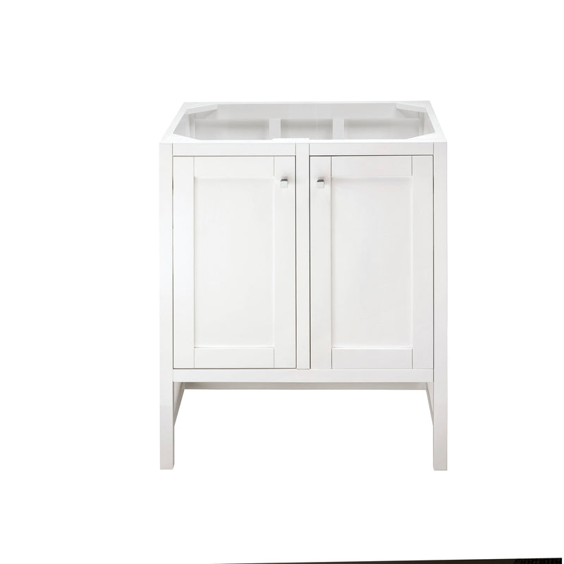 James Martin Addison 12" Depth Petite Tower Hutch - Left Glossy White E444-H12L-GW