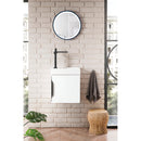 James Martin Columbia 16" Single Vanity Cabinet Glossy White with White Glossy Resin Countertop 388-V16-GW-WG