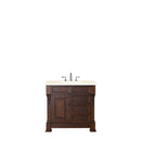 James Martin Brookfield 36" Warm Cherry Single Vanity with 3 cm Eternal Marfil Quartz Top 147-114-5586-3EMR