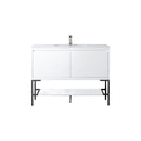 James Martin Milan 47.3" Single Vanity Cabinet Glossy White Matte Black with Glossy White Composite Top 801V47.3GWMBKGW