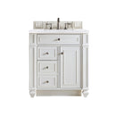 James Martin Bristol 30" Single Vanity Bright White with 3 cm Arctic Fall Solid Surface Top 157-V30-BW-3AF