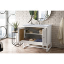 James Martin Athens 36" Single Vanity Cabinet Glossy White with 3 cm Carrara White Top E645-V36-GW-3CAR