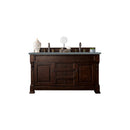 James Martin Brookfield 60" Burnished Mahogany Double Vanity with 3 cm Cala Blue Quartz Top 147-114-5661-3CBL