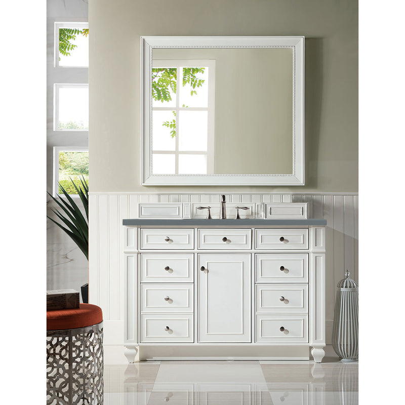 James Martin Bristol 48" Single Vanity Bright White with 3 cm Cala Blue Quartz Top 157-V48-BW-3CBL