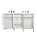 James Martin Brittany 60" Bright White Double Vanity with 3 cm Eternal Jasmine Pearl Quartz Top 650-V60D-BW-3EJP