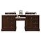 James Martin De Soto 82" Double Vanity Set Burnished Mahogany with Makeup Table 3 cm Eternal Marfil Quartz Top 825-V82-BNM-DU-EMR