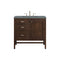 James Martin Addison 36" Single Vanity Cabinet Mid Century Acacia with 3 cm Cala Blue Quartz Top E444-V36-MCA-3CBL