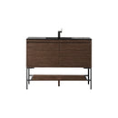 James Martin Milan 47.3" Single Vanity Cabinet Mid Century Walnut Matte Black with Charcoal Black Composite Top 801V47.3WLTMBKCHB