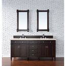 James Martin Brittany 72" Burnished Mahogany Double Vanity with 3 cm Eternal Marfil Quartz Top 650-V72-BNM-3EMR