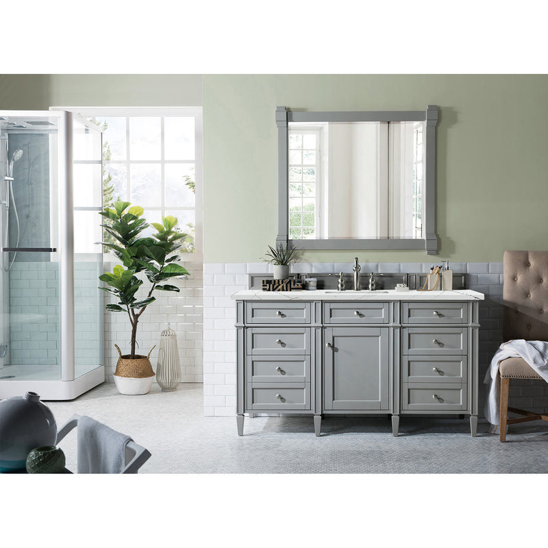 James Martin Brittany 60" Urban Gray Single Vanity with 3 cm Ethereal Noctis Quartz Top 650-V60S-UGR-3ENC