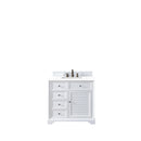 James Martin Savannah 36" Single Vanity Cabinet Bright White with 3 cm Classic White Quartz Top 238-104-V36-BW-3CLW