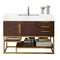 James Martin Columbia 48" Single Vanity Coffee Oak Radiant Gold with Glossy White Composite Top 388-V48-CFO-RG-GW