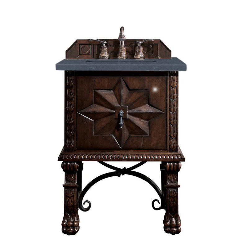 James Martin Balmoral 26" Single Vanity Cabinet Antique Walnut with 3 cm Charcoal Soapstone Quartz Top 150-V26-ANW-3CSP