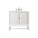 James Martin Athens 30" Single Vanity Cabinet Glossy White with 3 cm Classic White Quartz Top E645-V30-GW-3CLW