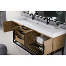 James Martin Columbia 72" Double Vanity Latte Oak Matte Black with Glossy White Composite Top 388-V72D-LTO-MB-GW