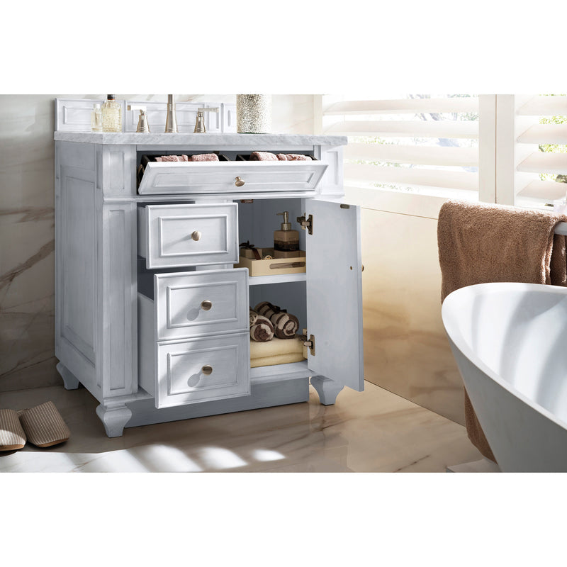 James Martin Bristol 30" Single Vanity Bright White with 3 cm Carrara Marble Top 157-V30-BW-3CAR