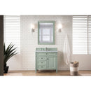 James Martin Brittany 36" Sage Green Single Vanity with 3 cm Eternal Jasmine Pearl Quartz Top 650-V36-SGR-3EJP