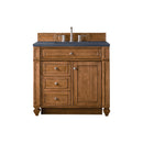 James Martin Bristol 36" Single Vanity Saddle Brown with 3 cm Charcoal Soapstone Quartz Top 157-V36-SBR-3CSP