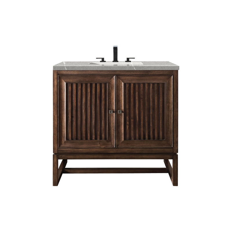 James Martin Athens 36" Single Vanity Cabinet Mid Century Acacia with 3 cm Eternal Serena Top E645-V36-MCA-3ESR