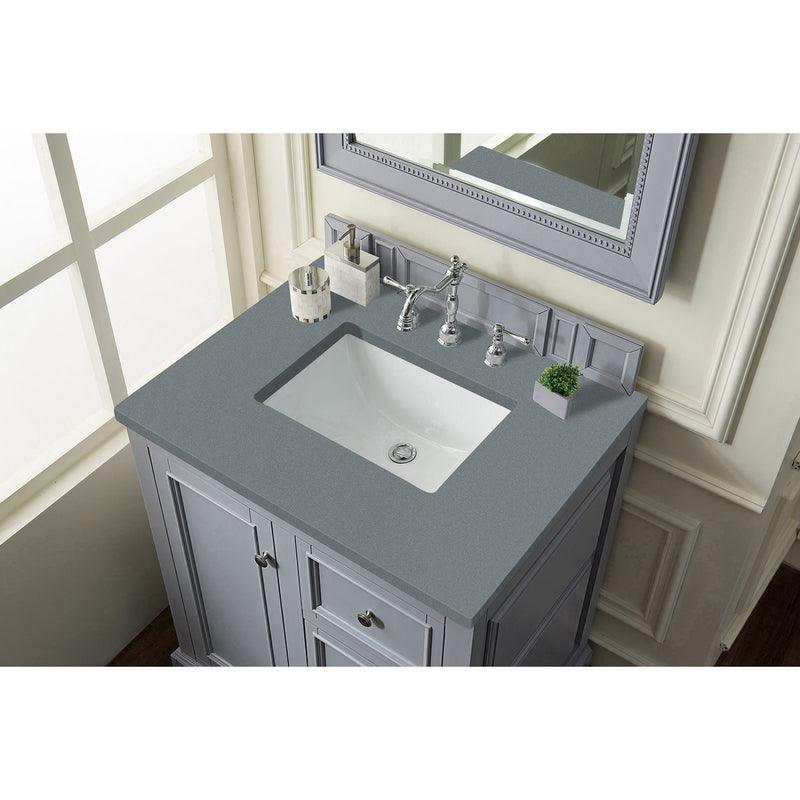 James Martin De Soto 30" Single Vanity Silver Gray with 3 cm Cala Blue Quartz Top 825-V30-SL-3CBL