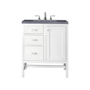 James Martin Addison 30" Single Vanity Cabinet Glossy White with 3 cm Charcoal Soapstone Quartz Top E444-V30-GW-3CSP