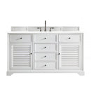 James Martin Savannah 60" Single Vanity Cabinet Bright White with 3 cm Classic White Quartz Top 238-104-V60S-BW-3CLW