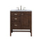 James Martin Addison 30" Single Vanity Cabinet Mid Century Acacia with 3 cm Carrara White Top E444-V30-MCA-3CAR