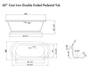 Cambridge Plumbing Cast Iron Double Ended Pedestal Tub 71" x 30" No Drillings PC Package