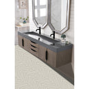 James Martin Mercer Island 72" Double Vanity Ash Gray Matte Black with Dusk Gray Glossy Composite Top 389-V72D-AGR-MB-DGG