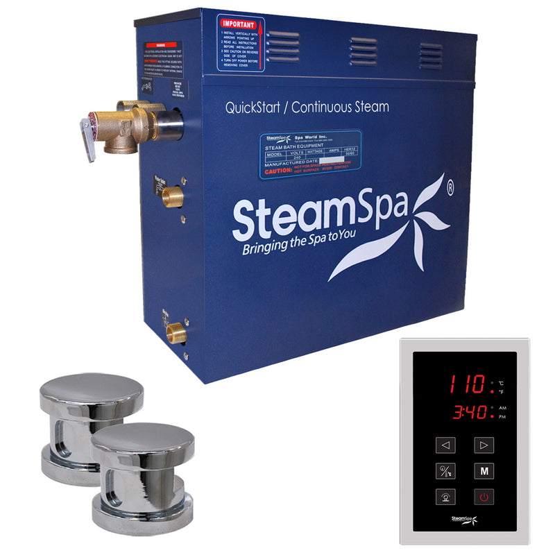 SteamSpa Oasis 10.5 KW QuickStart Acu-Steam Bath Generator Package in Polished Chrome