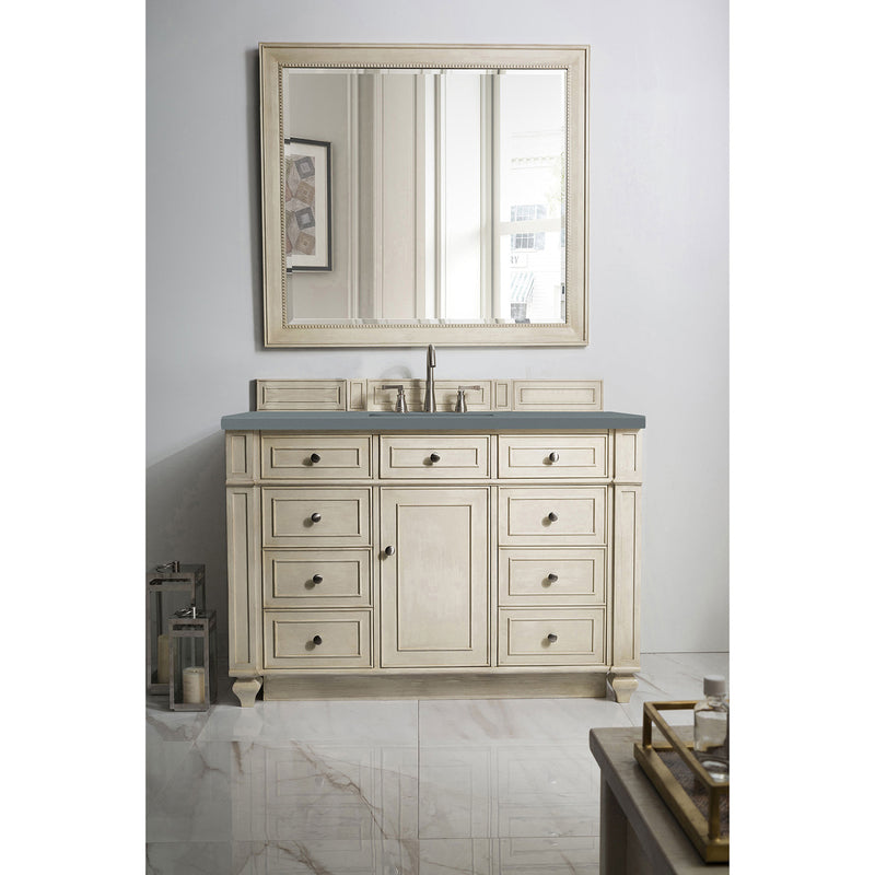 James Martin Bristol 48" Single Vanity Vintage Vanilla with 3 cm Cala Blue Quartz Top 157-V48-VV-3CBL