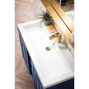 James Martin Alicante' 39.5" Single Vanity Cabinet Azure Blue Radiant Gold with White Glossy Composite Countertop E110V39.5AZBRGDWG