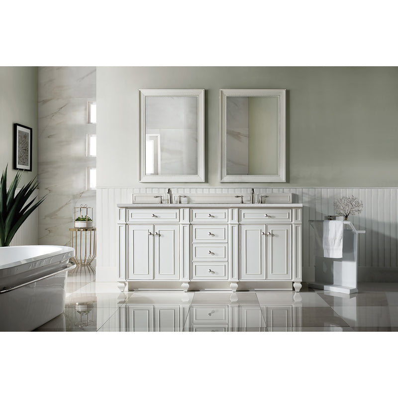 James Martin Bristol 72" Double Vanity Bright White with 3 cm Eternal Serena Quartz Top 157-V72-BW-3ESR