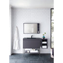 James Martin Milan 35.4" Square Cube Mirror Modern Gray Glossy 803-M35.4-MGG