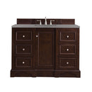 James Martin De Soto 48" Single Vanity Burnished Mahogany with 3 cm Grey Expo Quartz Top 825-V48-BNM-3GEX