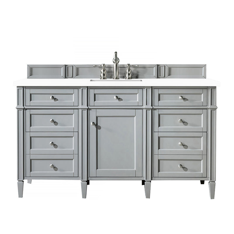 James Martin Brittany 60" Urban Gray Single Vanity with 3 cm Classic White Quartz Top 650-V60S-UGR-3CLW