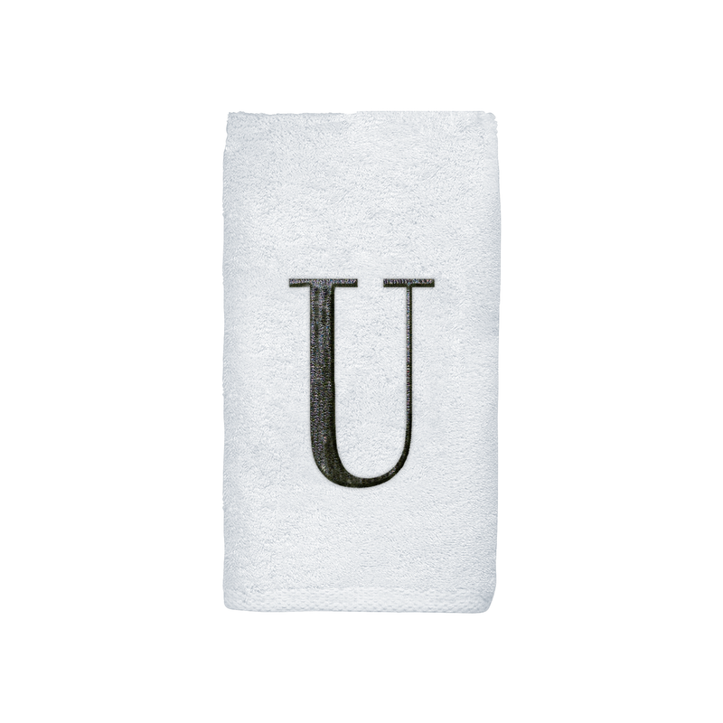 Avanti Towels White/Silver Block Monogram Hand Towel