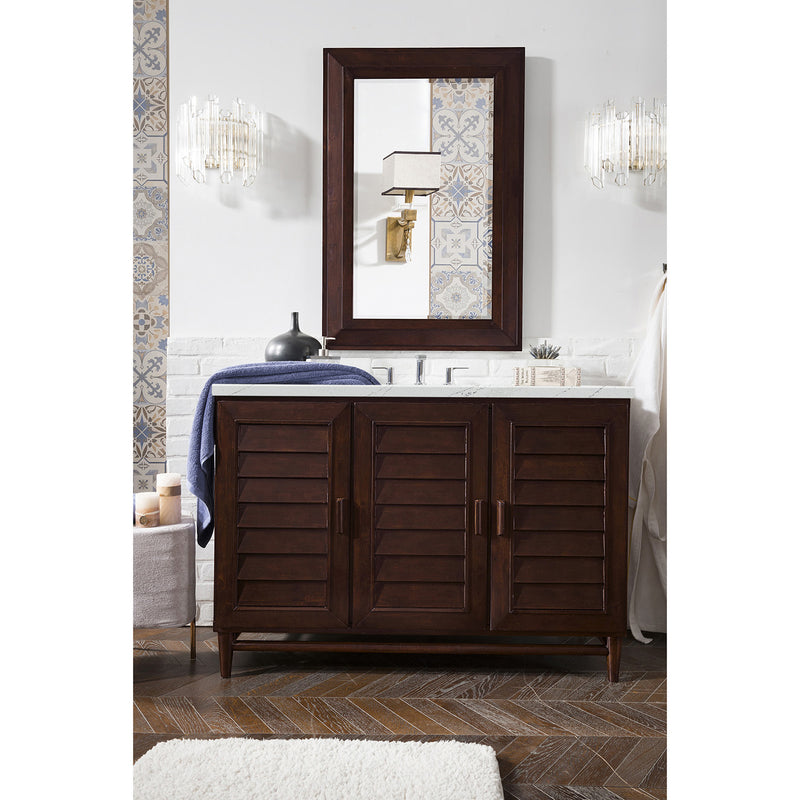 James Martin Portland 48" Single Vanity Burnished Mahogany with 3 cm Ethereal Noctis Quartz Top 620-V48-BNM-3ENC