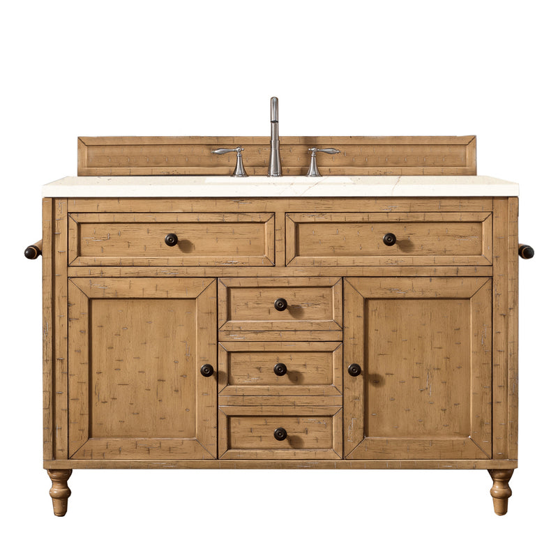 James Martin Copper Cove 48" Single Vanity Cabinet Driftwood Patina with 3 cm Eternal Marfil Quartz Top 300-V48-DRP-3EMR